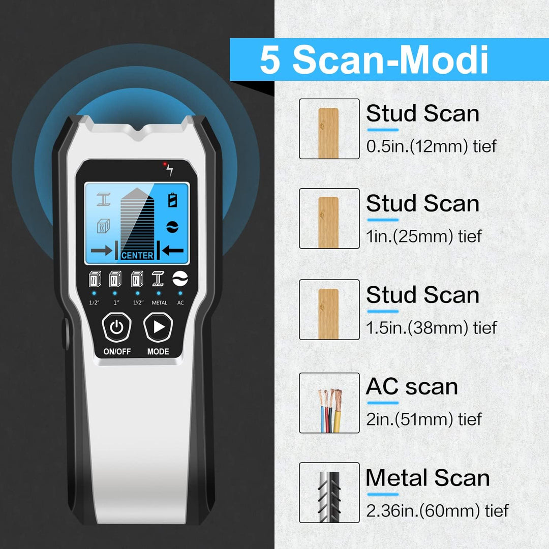 FOLAI Leitungssucher Ortungsgerät 5 in 1，verbesserter elektronischer Wandscanner mit HD-LCD-Display