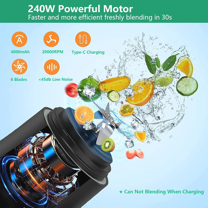 Dreamhigh® Mixer Smoothie Maker, 600ml Tragbarer Mixer für Smoothies und Shakes mit 6 Klingen, 4000m