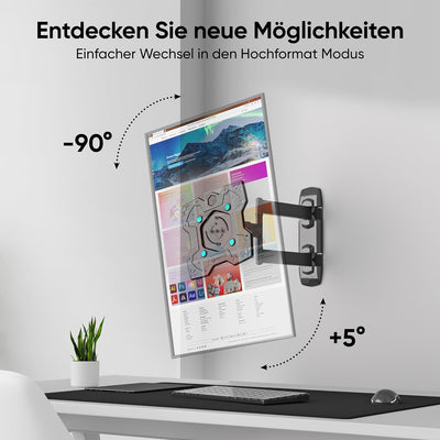 ONKRON TV Wandhalterung schwenkbar & neigbar für 17-43 Zoll Flach&Curved Bildschirme bis zu 35 kg mi