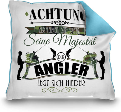 PR Print Royal Kissen Bedrucken mit lustigem Spruch - Seine Majestät der Angler - Geschenk für Angle