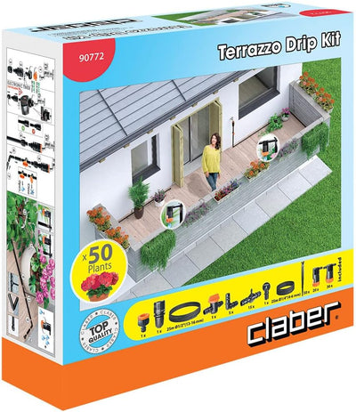 Claber Terrazzo Drip Kit Tropfbewässerungsanlage bis zu 50 Pflanzen