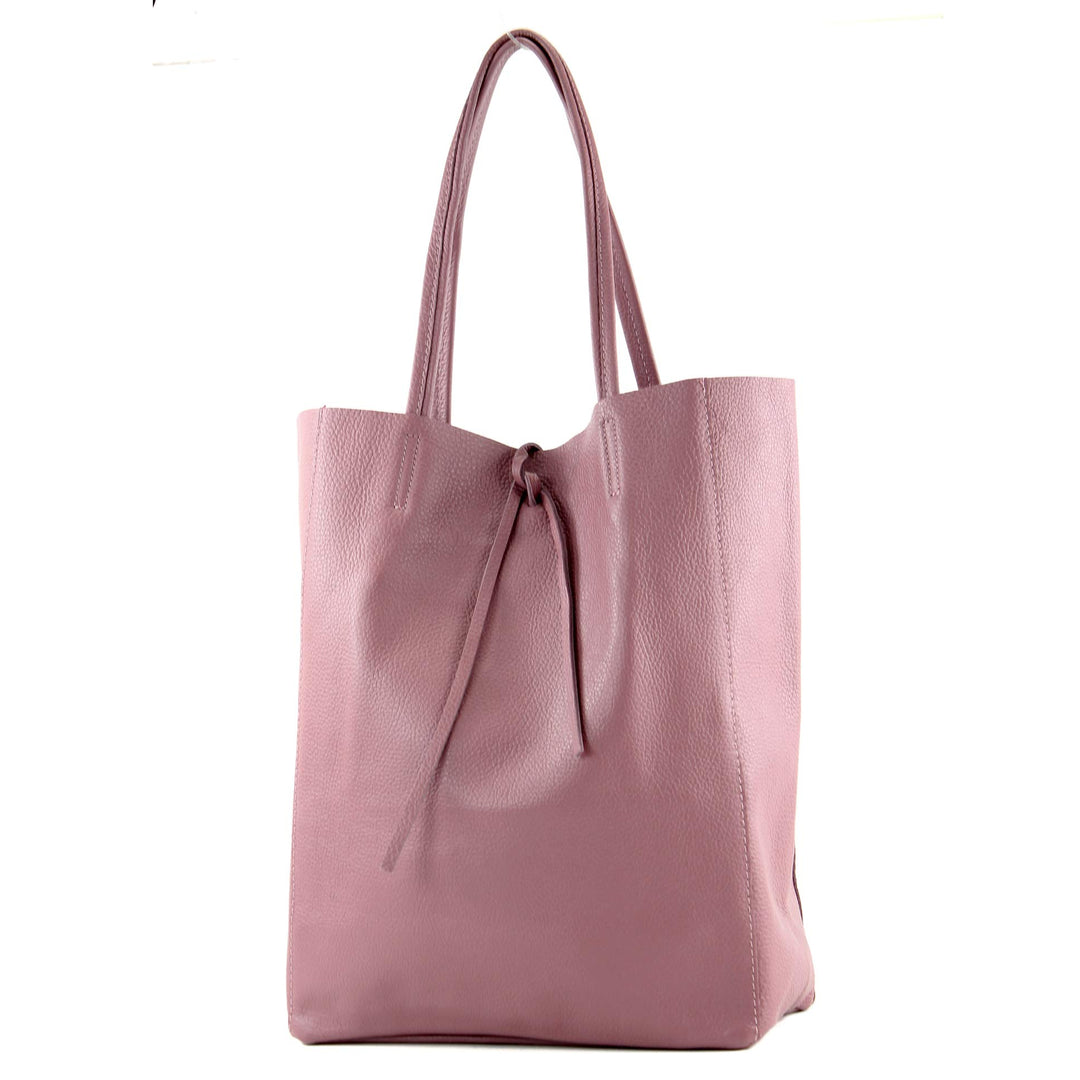 modamoda de - T163 - Ital. Shopper Large mit Innentasche aus Leder Altrosa