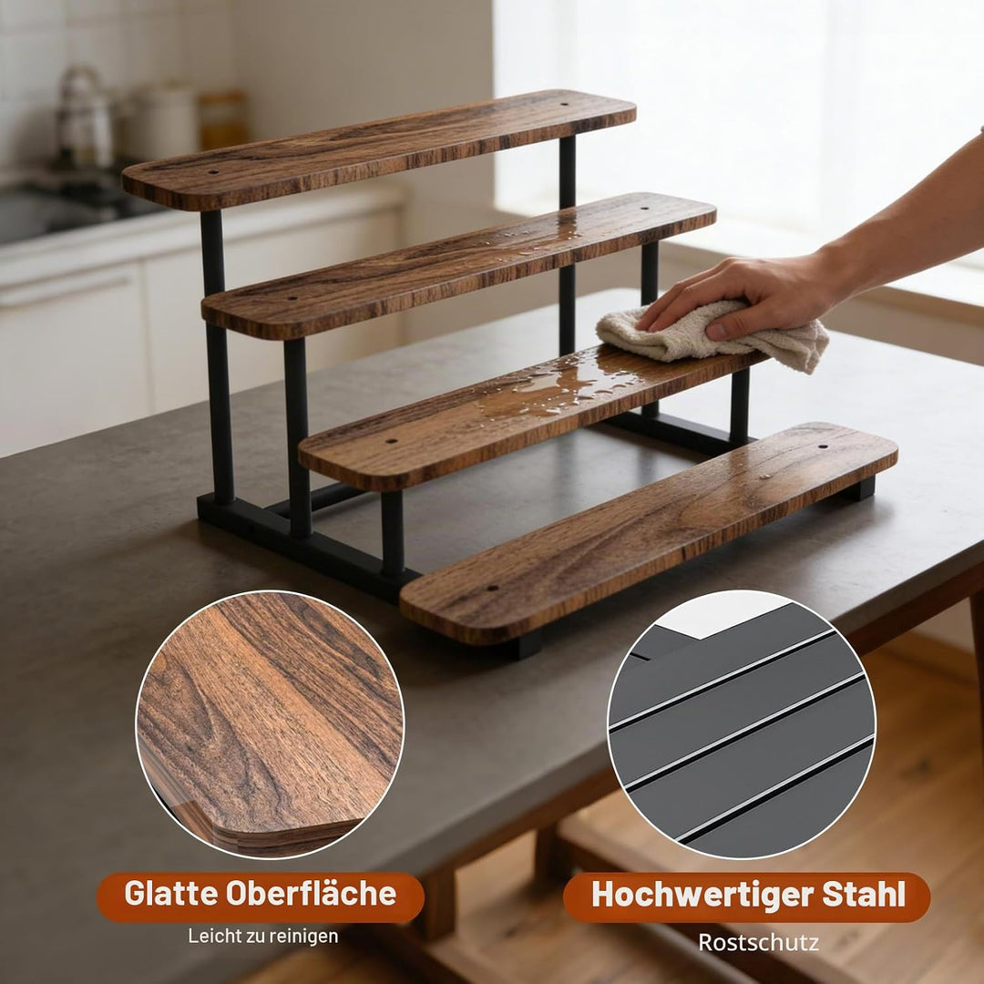 Tortenständer aus Holz für 20 Cupcakes, 4 Etagen Cupcake Ständer Stufenregal für Desserts, Donuts, K