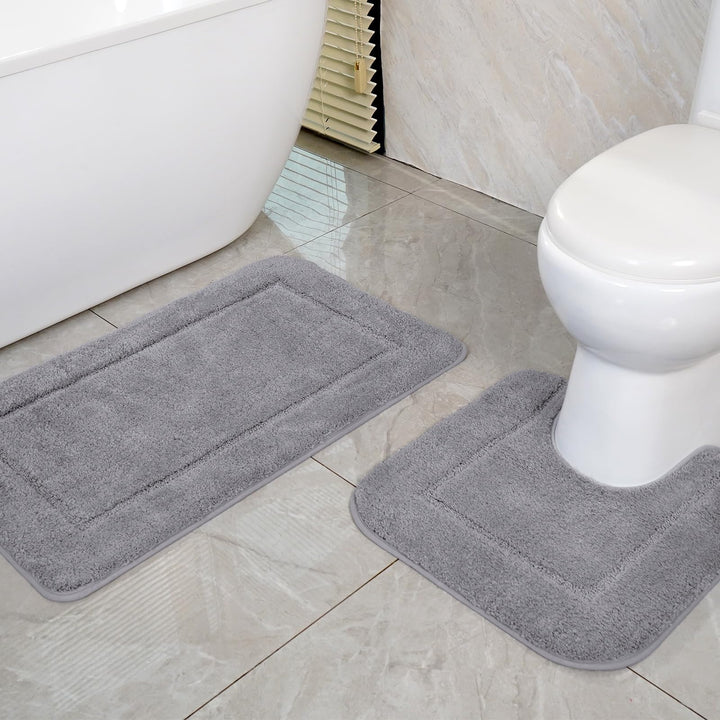 SOANNY Badezimmermatte 2er Set, Hochdichte, rutschfeste Mikrofaser Badematte, 53x86 cm Badezimmer Te