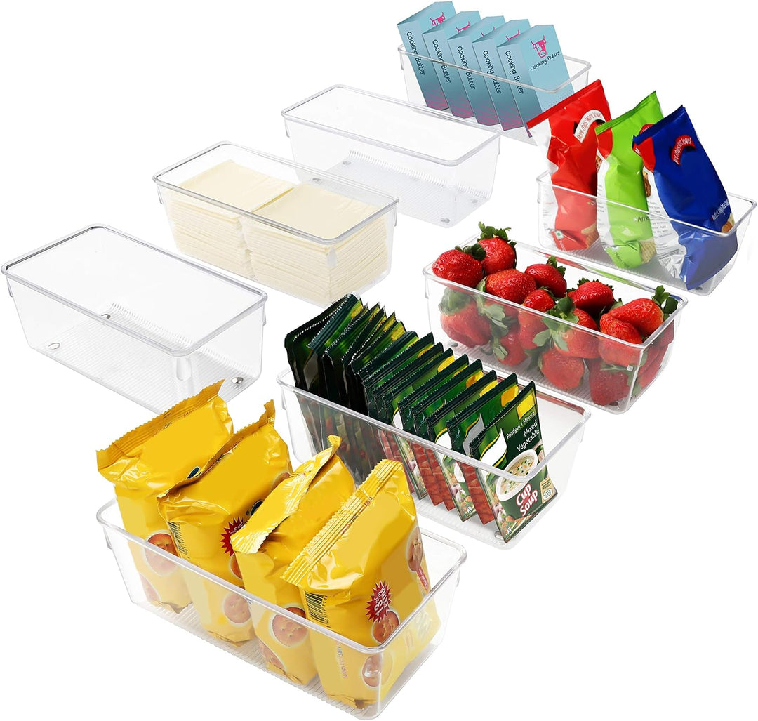 Kurtzy Kühlschrank Organizer Box Set für Küche, Schränke (8Stk) Plastik Organizer 20cm Lang, Ordnung