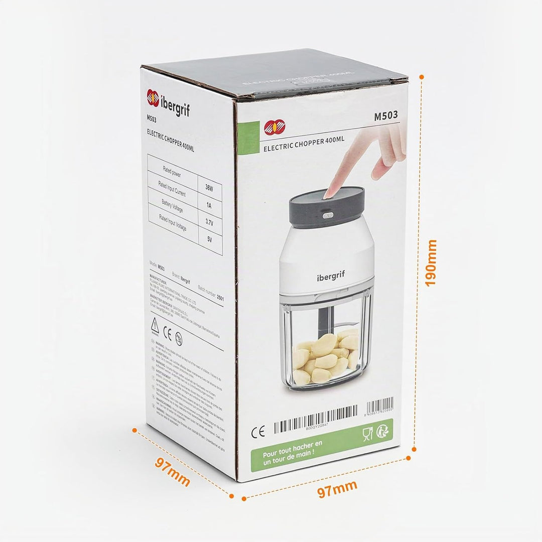 Ibergrif M503 Multizerkleinerer Elektrisch,Zerkleinerer Elektrisch 400ml, USB-Aufladung, Portabilitä