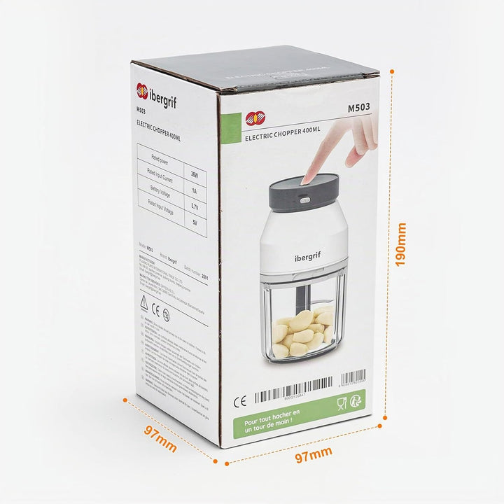Ibergrif M503 Multizerkleinerer Elektrisch,Zerkleinerer Elektrisch 400ml, USB-Aufladung, Portabilitä