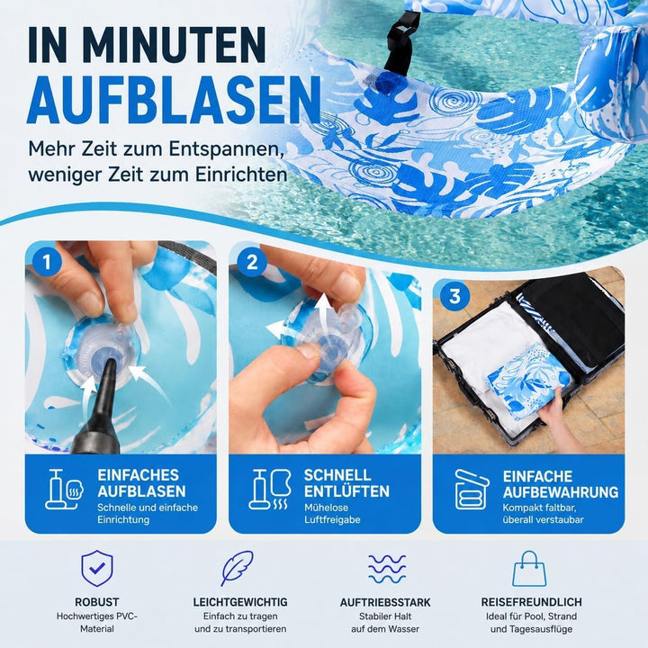 Aufblasbare Wasser Pool Luftmatratze Für Erwachsene,Pool Sessel aufblasbar,Wasserliege,Wassersessel,