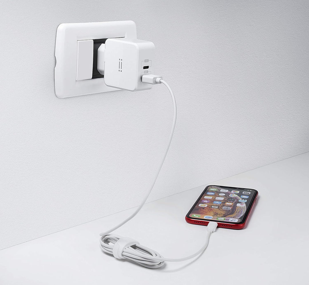 aiino - USB-C-Netzteil für iPhone 12/12 Pro, 27W, Schnell-Ladegerät, 2 USB Quick Charge 3.0-Anschlüs