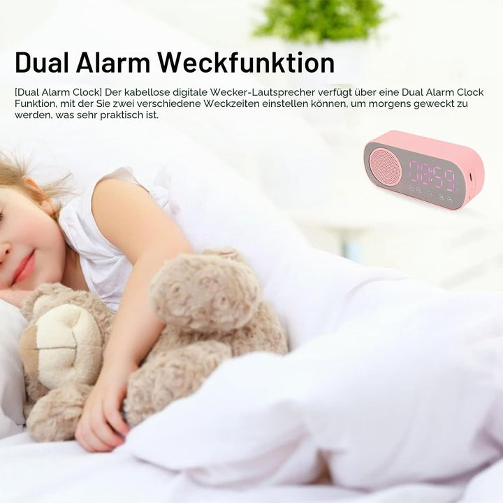 PUSOKEI Digitaler Wecker mit Bluetooth-Lautsprecher, UKW-Radio-Digitaluhr, Kabelloser HiFi-Wiedergab