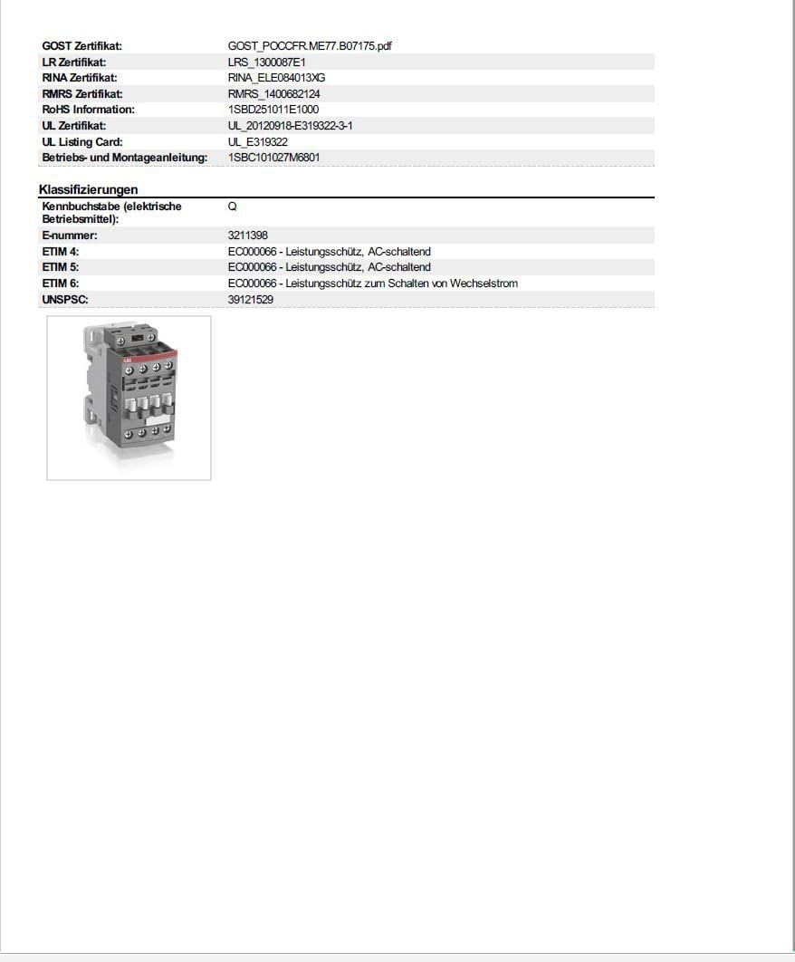 Best Price Square ABB Kontakt, 4P, 100V-250V, 30A AF16-40-00-13