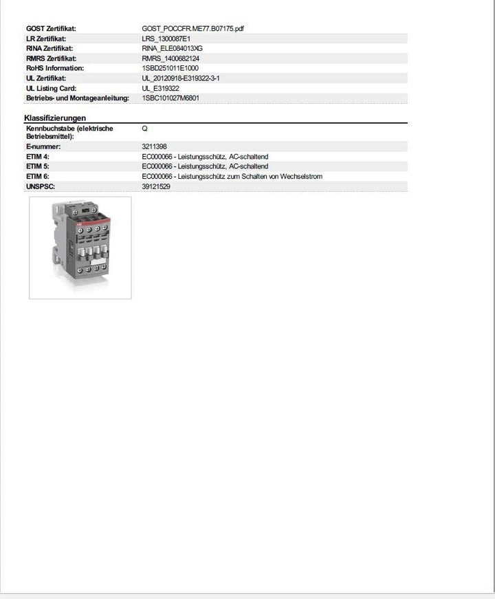 Best Price Square ABB Kontakt, 4P, 100V-250V, 30A AF16-40-00-13