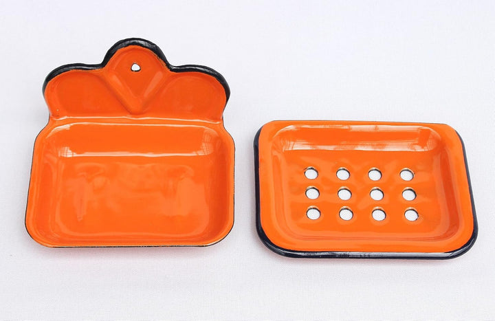 DanDiBo Seifenhalter 618 Orange Seifenschale 13 cm emailliert Landhaus Emaille Seifenspender, Orange