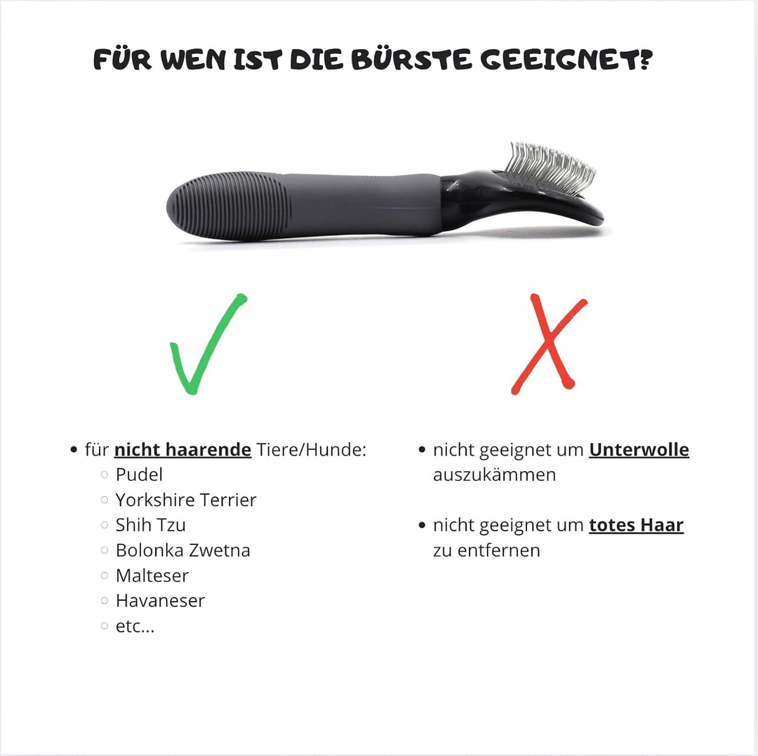 Moki Bär Softbürste Hundebürste Pudel mit Schutznoppen für besonders empfindliche Tiere I Ideal für