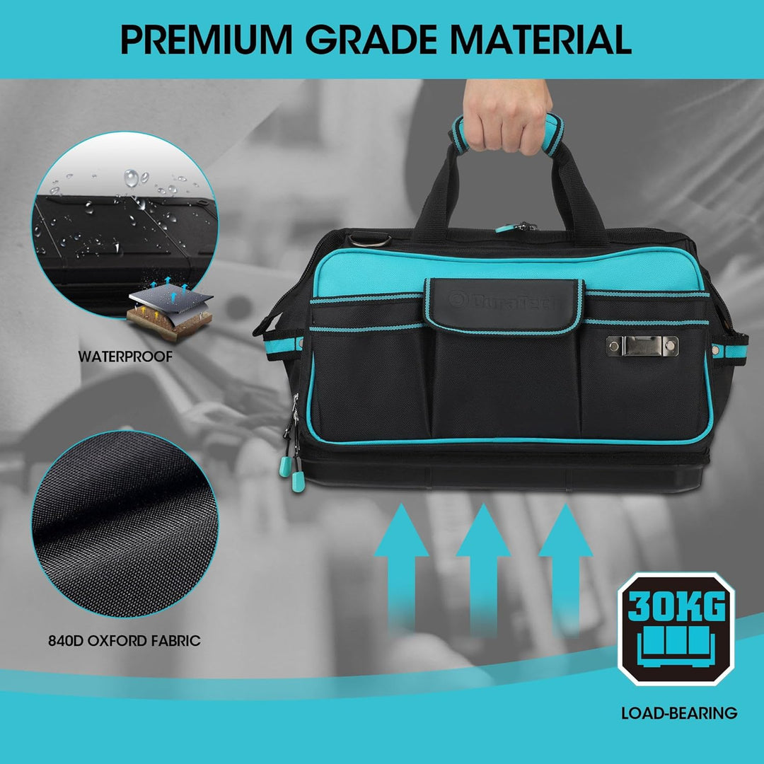 DURATECH Werkzeugtasche Elektriker Wasserdicht 43CM, Profi Werkzeugtasche mit breiter Öffnung & hohe