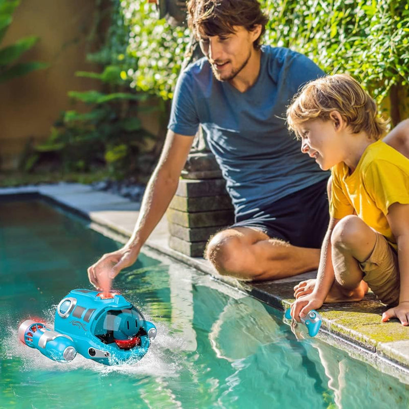 Ferngesteuertes Boot für Kinder RC Boot 2,4 GHz Pool Spielzeug Kinder mit Sprüh-/ Lichtfunktion/ Dop