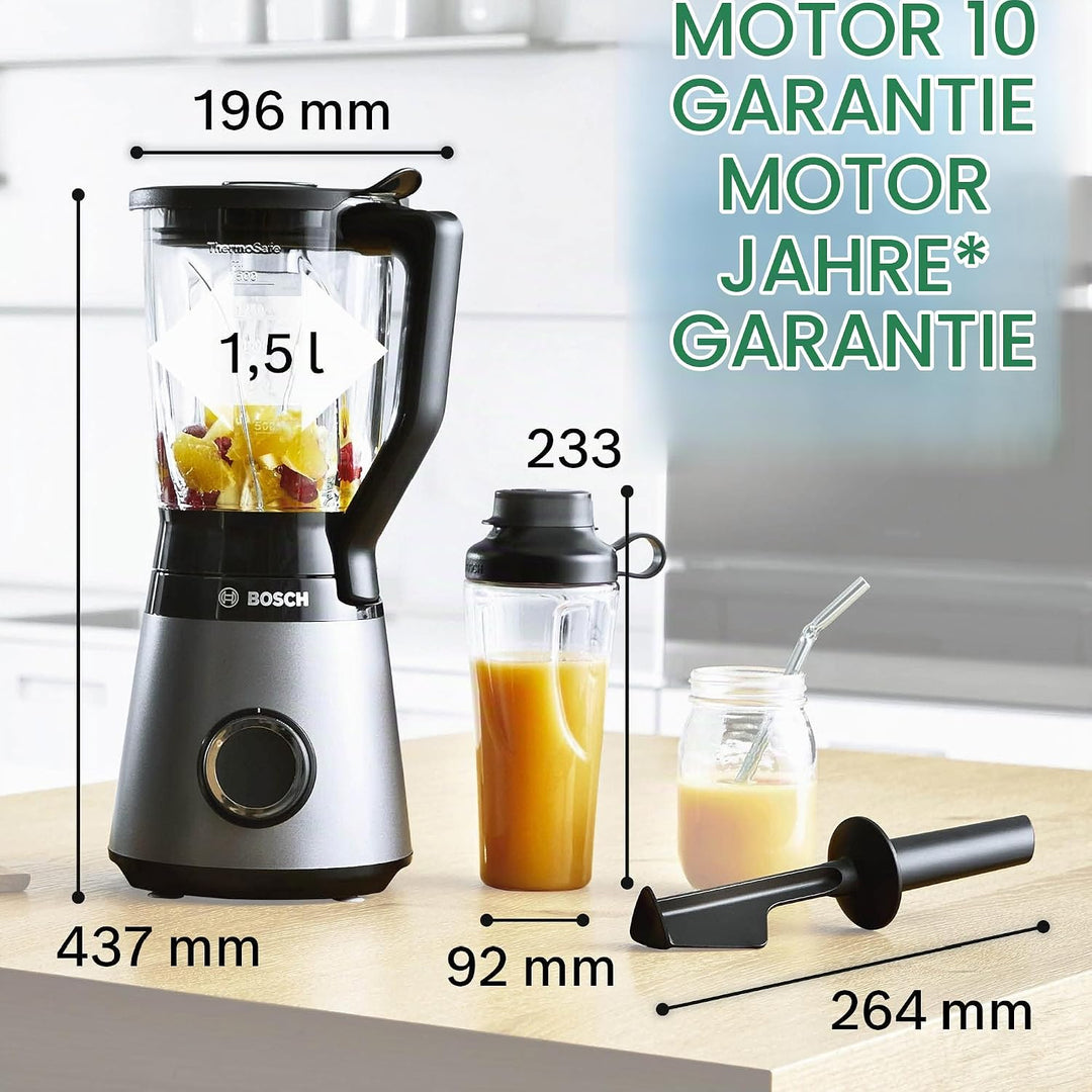 Bosch Standmixer VitaPower Serie 4 MMB6174SN, verbesserte Version &amp; e MMZBT01B, Smoothie-ToGo-Flasch