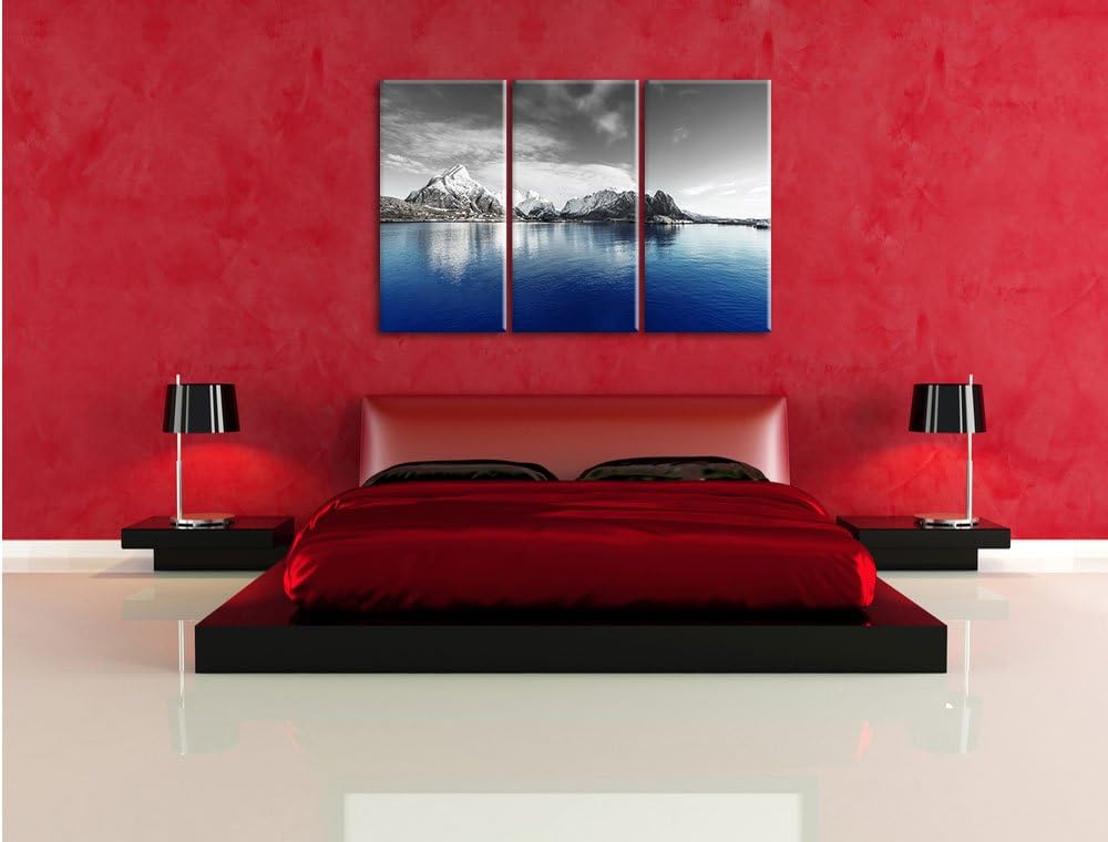 Pixxprint Lofoten in Norwegen als Leinwandbild | Grösse: 3 Teilig (120x80) | Wandbild| Kunstdruck |