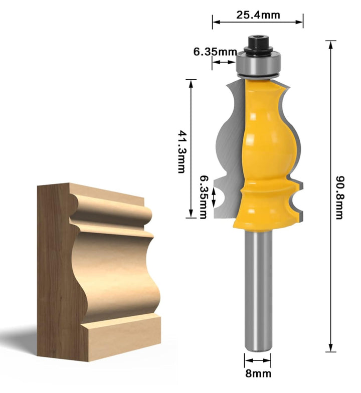 APlus 8 mm Schaft Architectural Moulding Fräser Set, Formfräser für Holzbearbeitung, Fräser für Ober