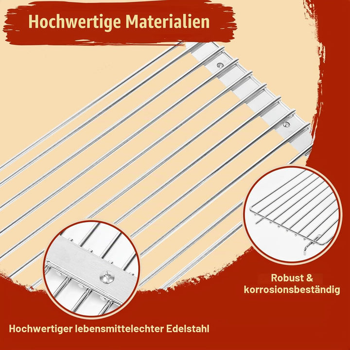 Denmay 40-94cm Universal Edelstahl Warmhalterost für Gas-/Holzpellet-/Grill-/Smoker-Grill, Verstellb
