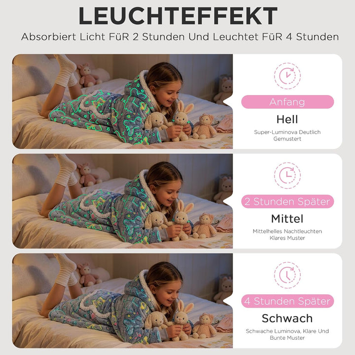 OLAOLA Schmetterling Tragbare Decke Hoodie Im Dunkeln Leuchten, üBergrossEr Decken Hoodie Mit Tasche