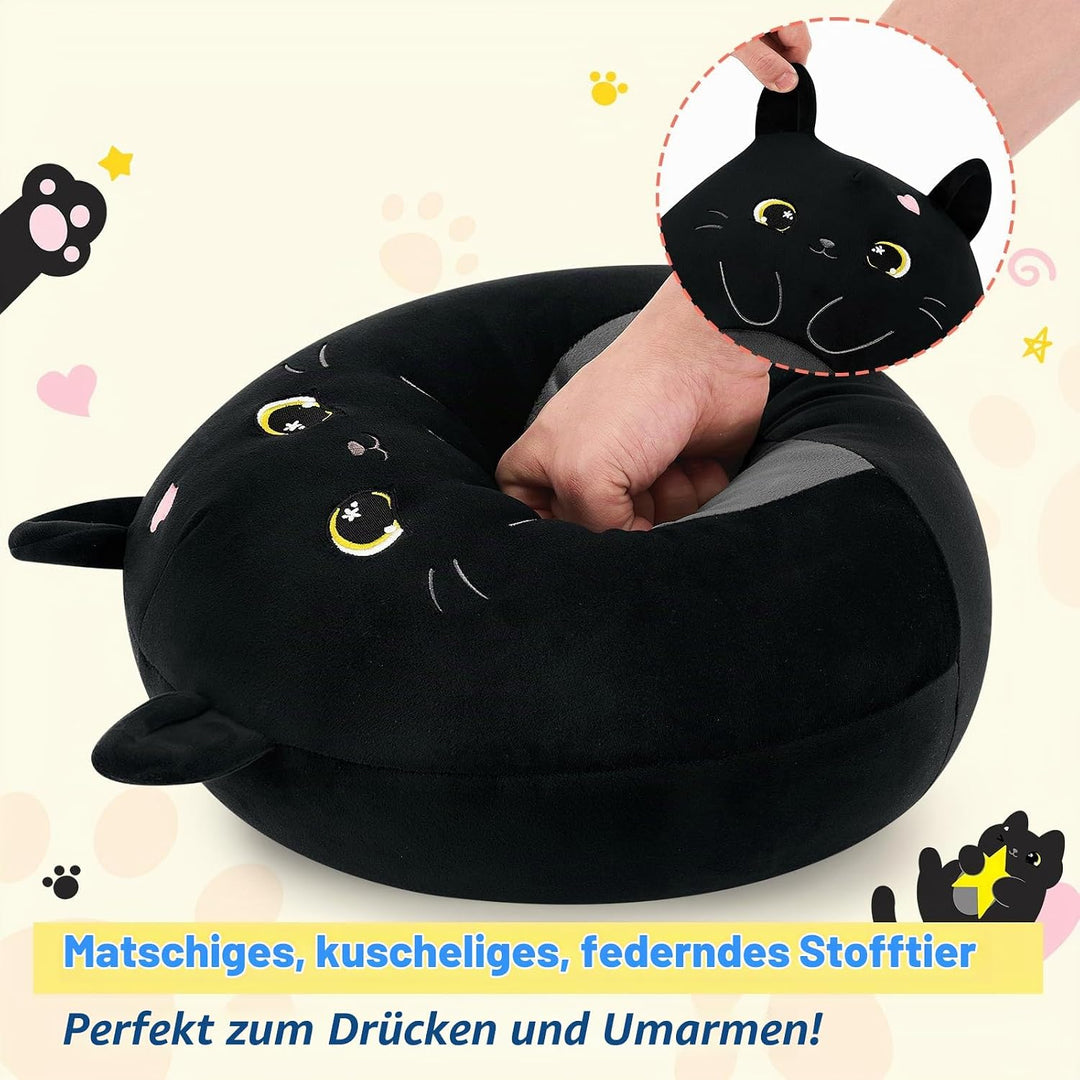 shownicer Plüschtier Katze Kuscheltier Stofftier Kawaii Katze Plüsch Kissen Spielzeug Geschenk für E