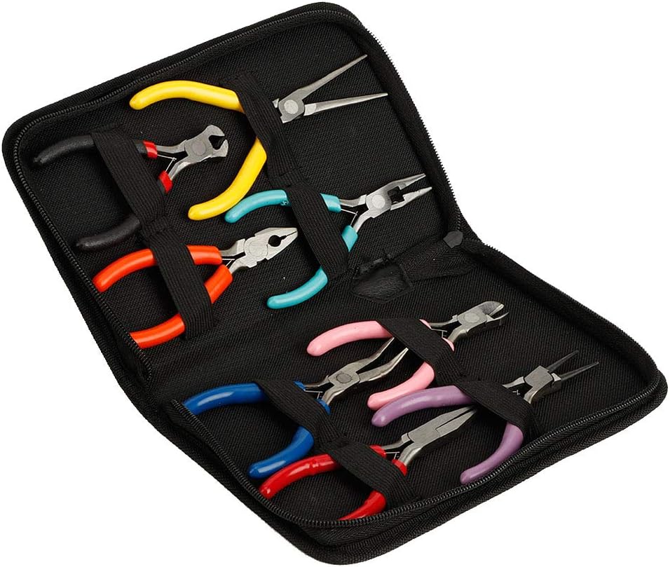Wincal Schmuckzangen-Sets Mini-Zangen aus Stahl, Lang-/Rund-/Flachzangen, Zangen zur Schmuckherstell