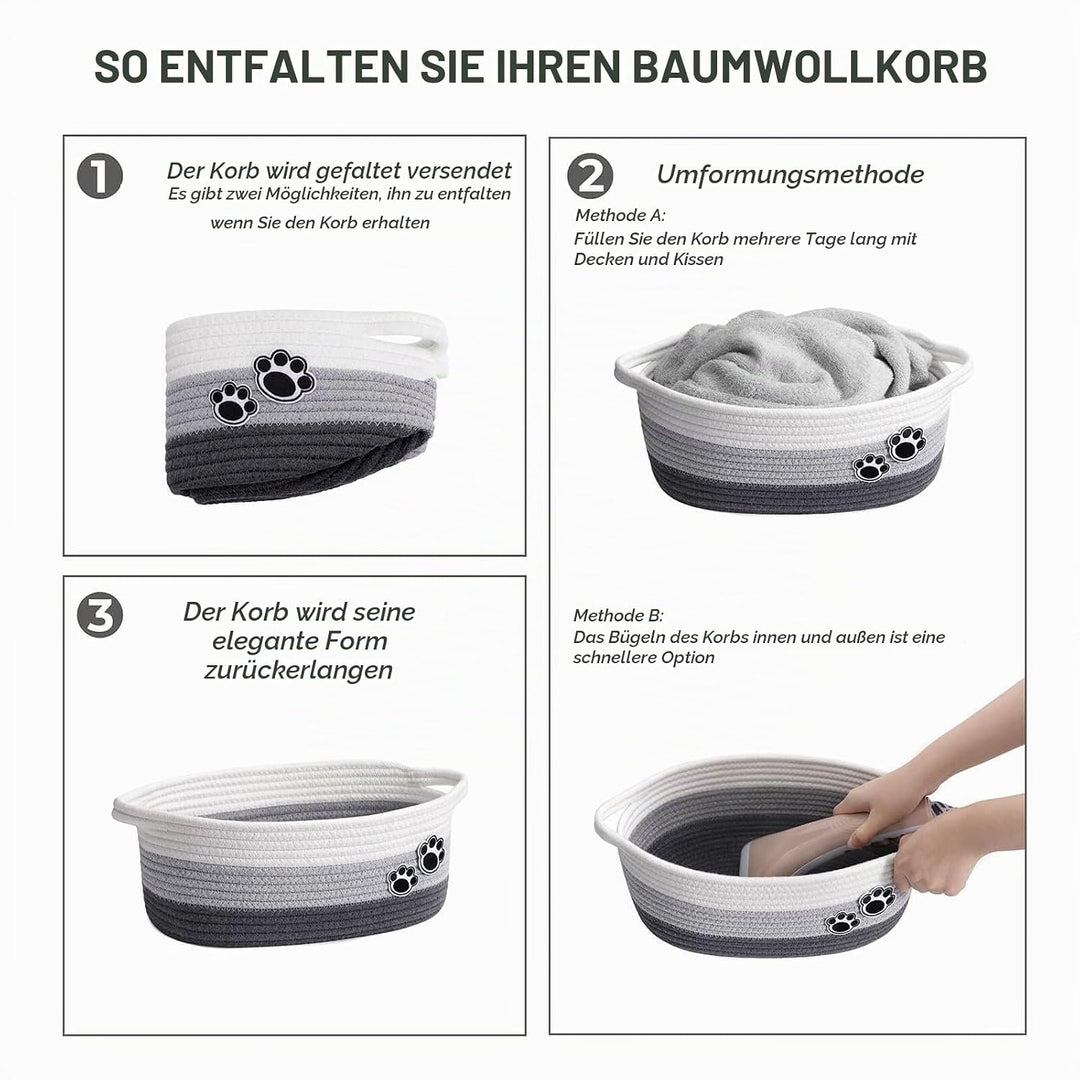 TIMEYARD Hundespielzeugkorb, Niedlicher Geflochtener Korb für Regale, Dekorative Aufbewahrungskörbe