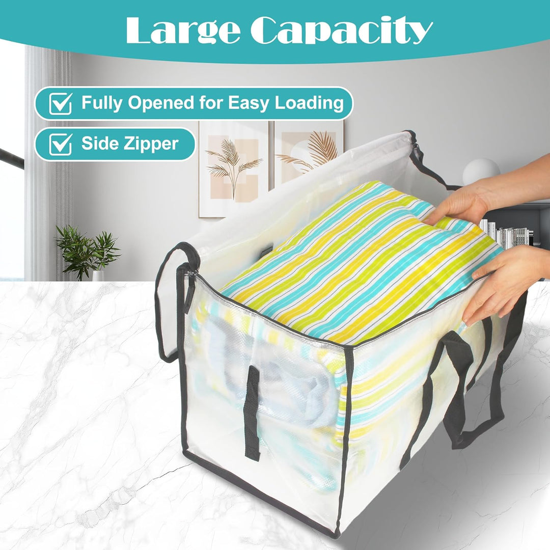 4 Stück 90L Aufbewahrungstasche, Clear Clothes Storage Bags Ufbewahrungstasche, umzugstaschen Gross,