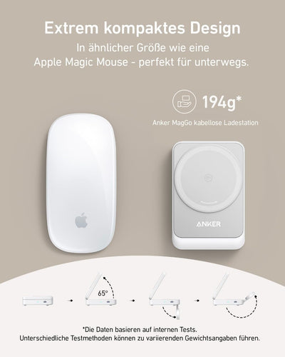 Anker MagGo 3-in-1 Ladestation, Qi2 zertifizierter 15W kabelloser Ladeständer, MagSafe kompatibel, A