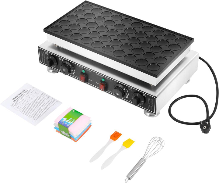 Mini Dutch Pancake Maker 50PCS, Kommerzielle Antihaft-Crepesmaker Maschine 50-300℃ Temp und 0-5 Zeit