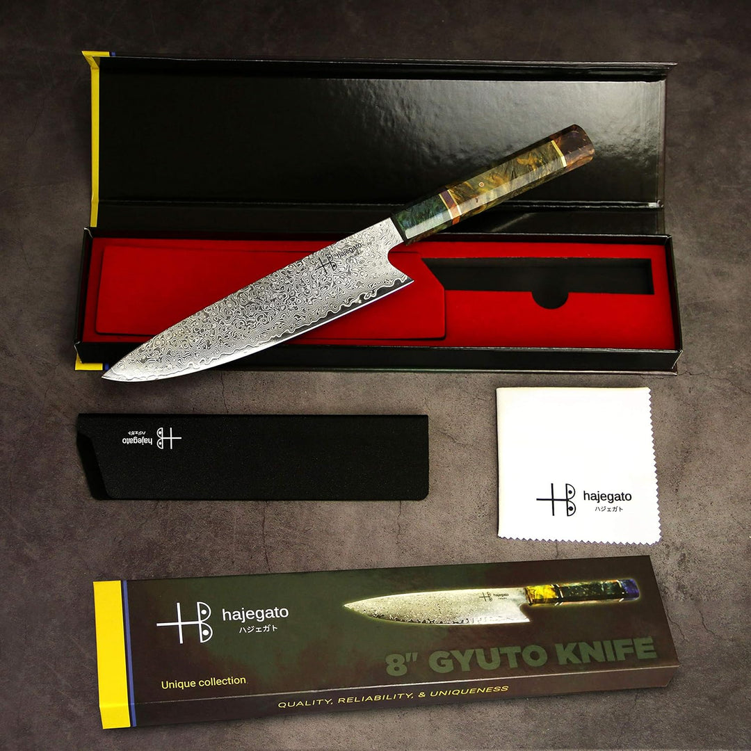 Hajegato Damastmesser Küchenmesser Einzigartiges Griff Kochmesser Profi Messer Japanisches Messer Vg