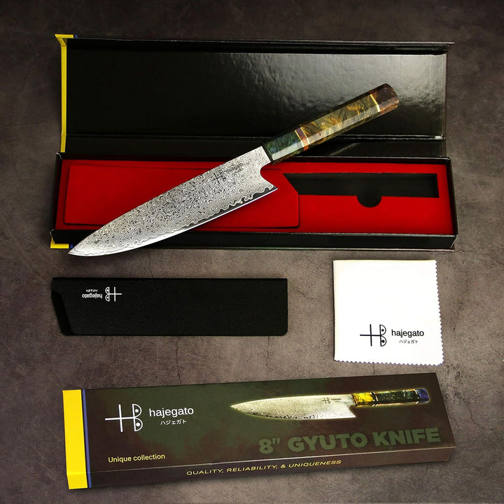 Hajegato Damastmesser Küchenmesser Einzigartiges Griff Kochmesser Profi Messer Japanisches Messer Vg