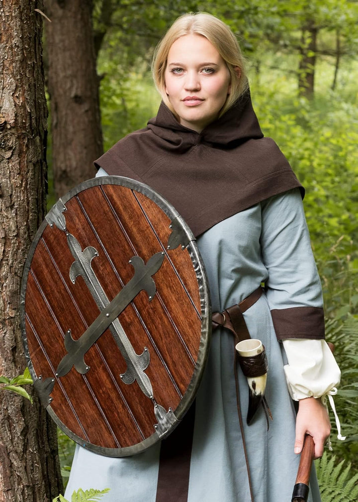 Battle-Merchant Mittelalter Gugel Skjoldehamn Damen Herren Baumwolle | Wikinger LARP Kapuze Kostüm K