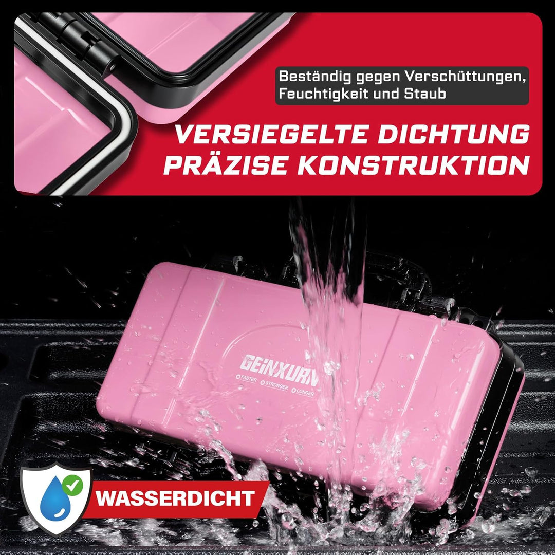 Rosa Werkzeugkasten, Tragbarer, Robuster Werkzeugkoffer aus Stahl mit Sicherheitsverschluss und Grif
