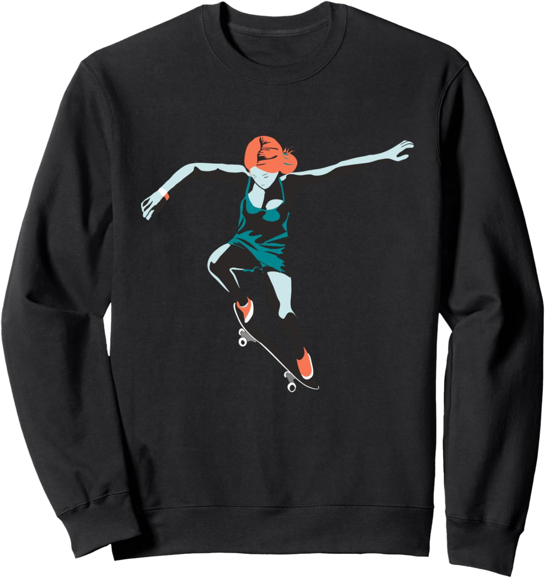 Skater-Girl Skateboarding Ollie-Hubba Skateboard Sweatshirt