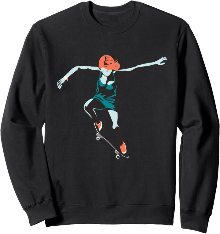 Skater-Girl Skateboarding Ollie-Hubba Skateboard Sweatshirt