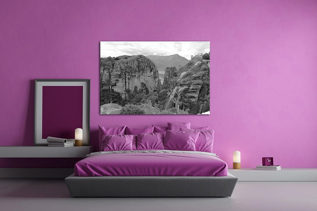 deyoli atemberaubende Meteora Landschaft in Griechenland Effekt: Schwarz/Weiss im Format: 100x70 als