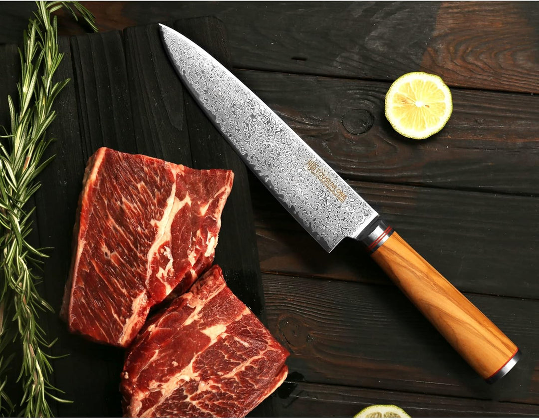 YOUSUNLONG Kochmesser 20,32cm schärfstes Küchenmesser - Japanischer gehämmerter Damaststahl - italie