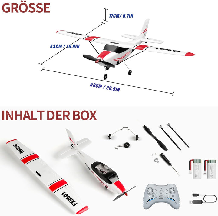 Hawk’S Work RC-Flugzeug Cessna 530mm, 4 Kanal Ferngesteuertes Flugzeug RTF, Bürstenloser Motor 6-ach