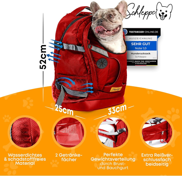 Hunderucksack bis 7kg | Rucksack für Hunde | Extrem hoher Atmungsaktiver Hunde Rucksack zum Wandern,