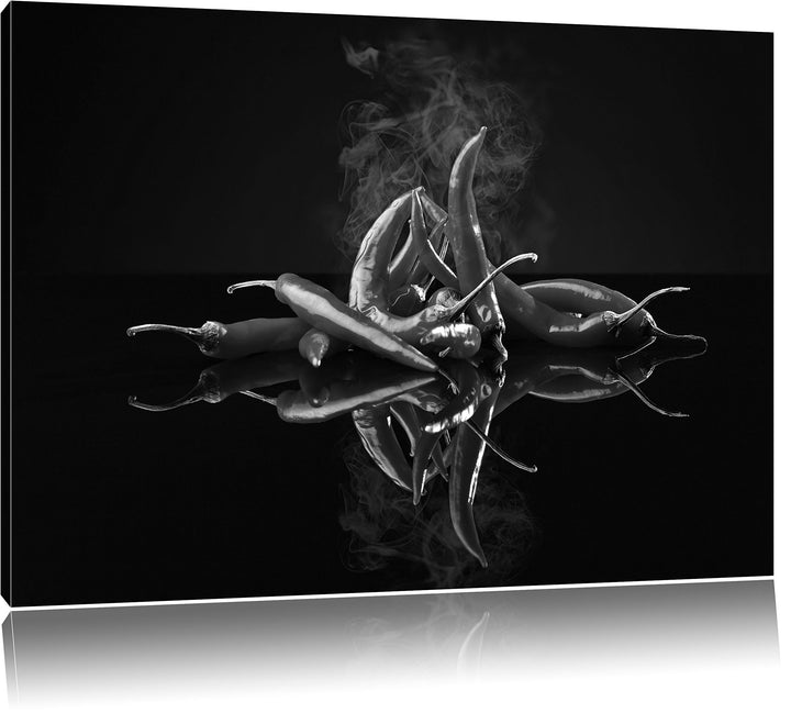 Pixxprint Feurige Chili-Choten als Leinwandbild/Grösse: 100x70 / Wandbild/Kunstdruck/fertig bespannt