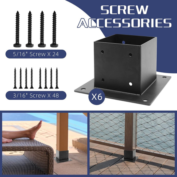 WHATWEARS Pfostenbasis Deck Pfostenanker(Innengrösse 91x91mm), Hochleistungsstahl Pfostenhalterungen