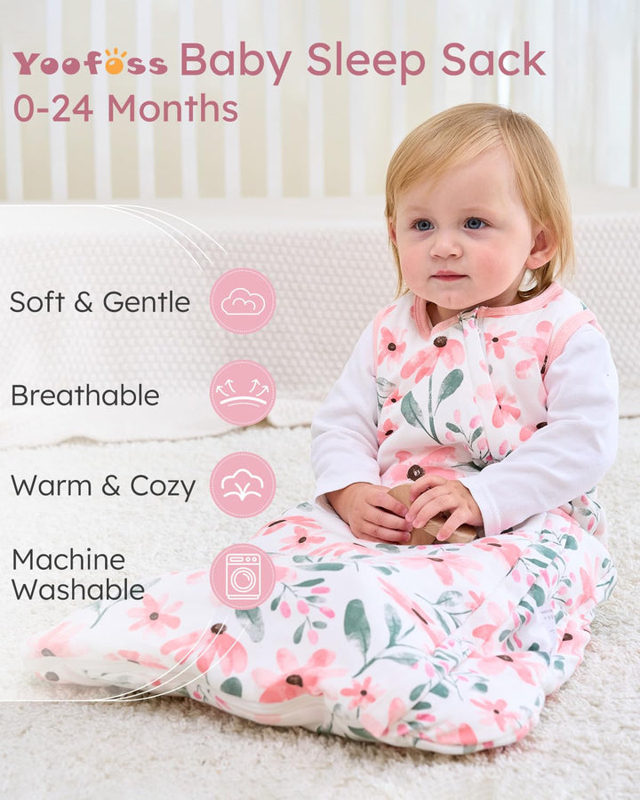 Yoofoss Schlafsack Baby Winter 2.5 Tog - 84cm/12-18 Warm Winterschlafsack Baumwolle Babyschlafsack W
