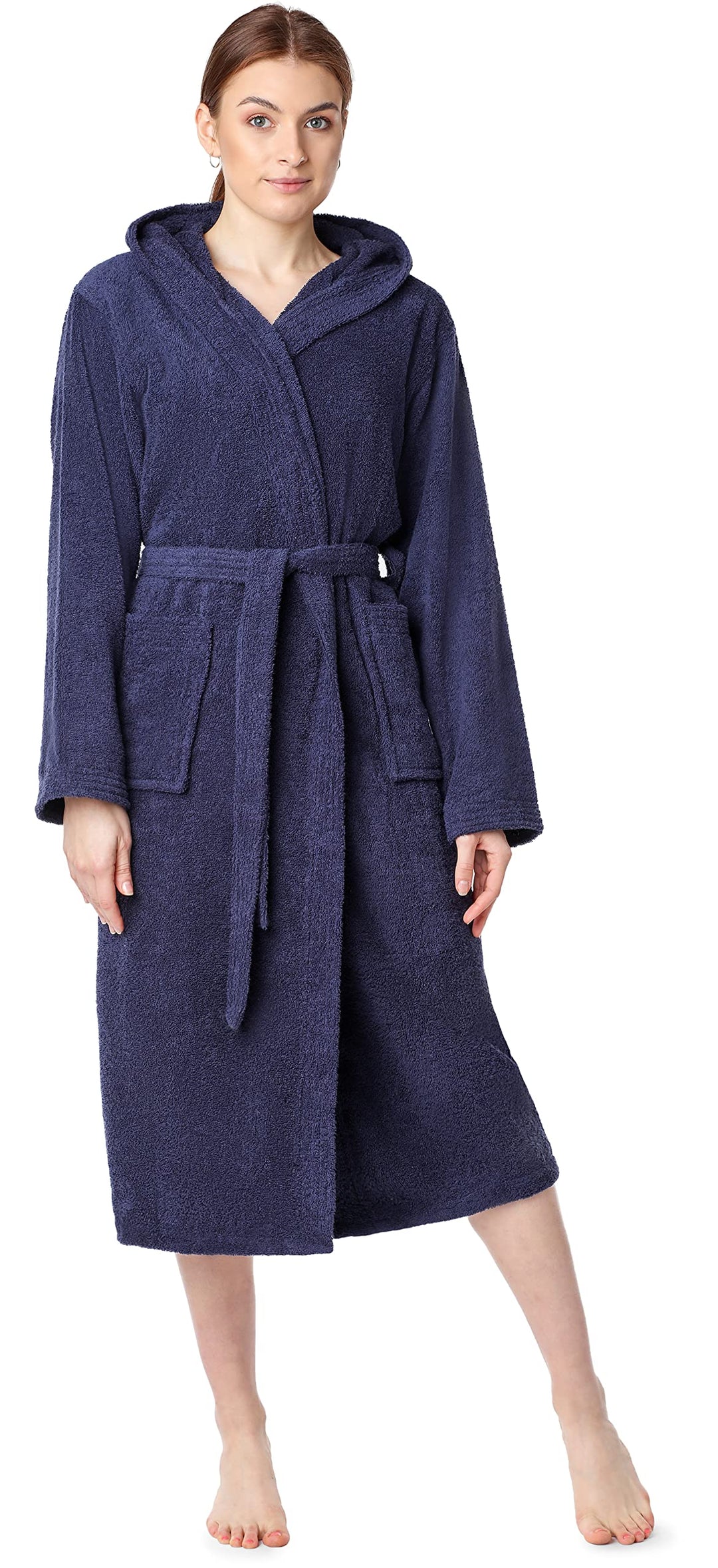 Ladeheid Damen Frottee Bademantel aus 100% Bio-Baumwolle LA40-225, Dunkelblau (D12)