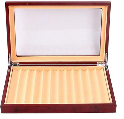 Futchoy Stiftebox aus Holz für 12 füller Stifte, Stifthalterbox mit Vitrine, Pen Display Organizer B