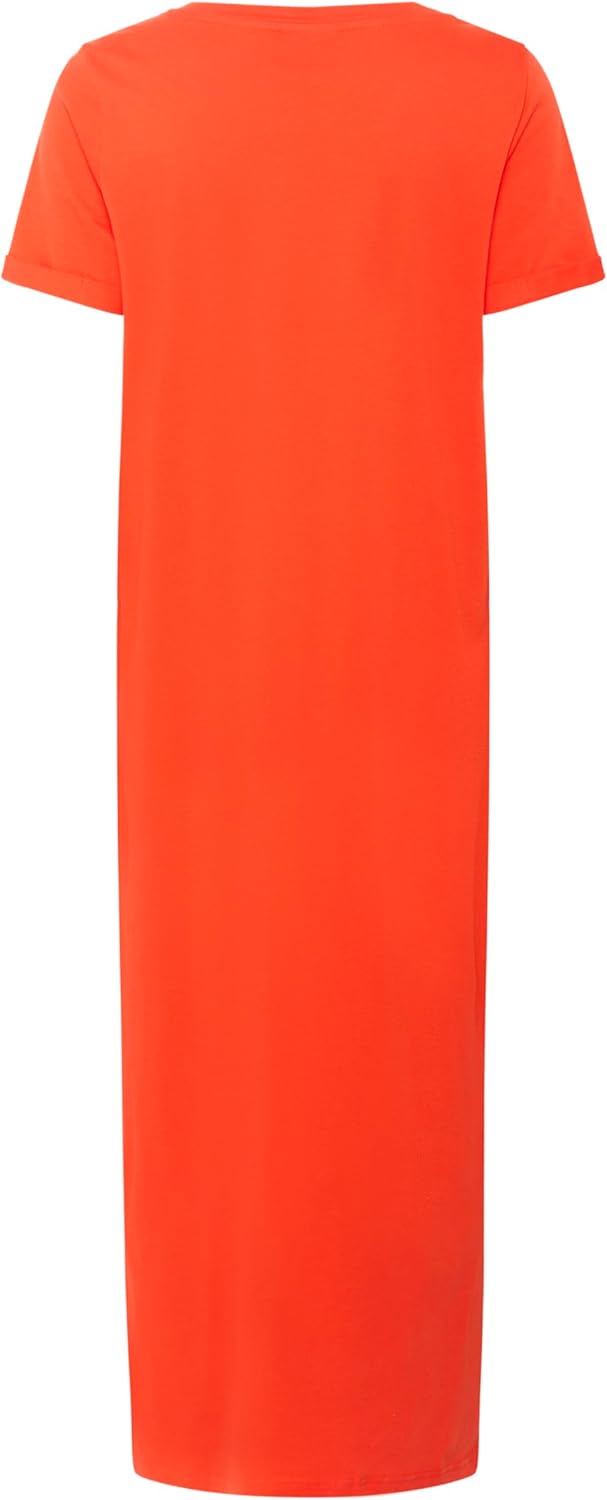 KAFFE Damen Women's Maxi Short Sleeves Jersey Dress Crew Neck Relaxed Fit Kleid XS Grenadine, XS Gre