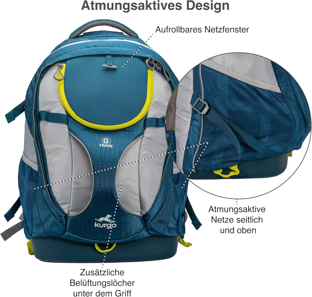 Kurgo G-Train Hunderucksack, Mit integriertem Haustierfach, Wasserfester Boden, Für Haustiere bis zu