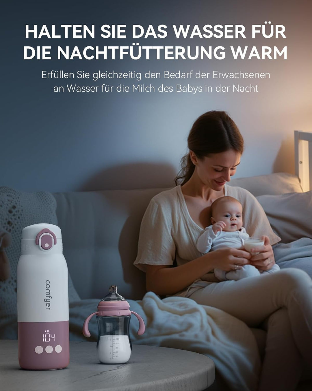 Comfyer BW01 Tragbarer Flaschenwärmer Baby unterwegs für Baby, 12000mAh Akku, Schnelles Aufheizen 2