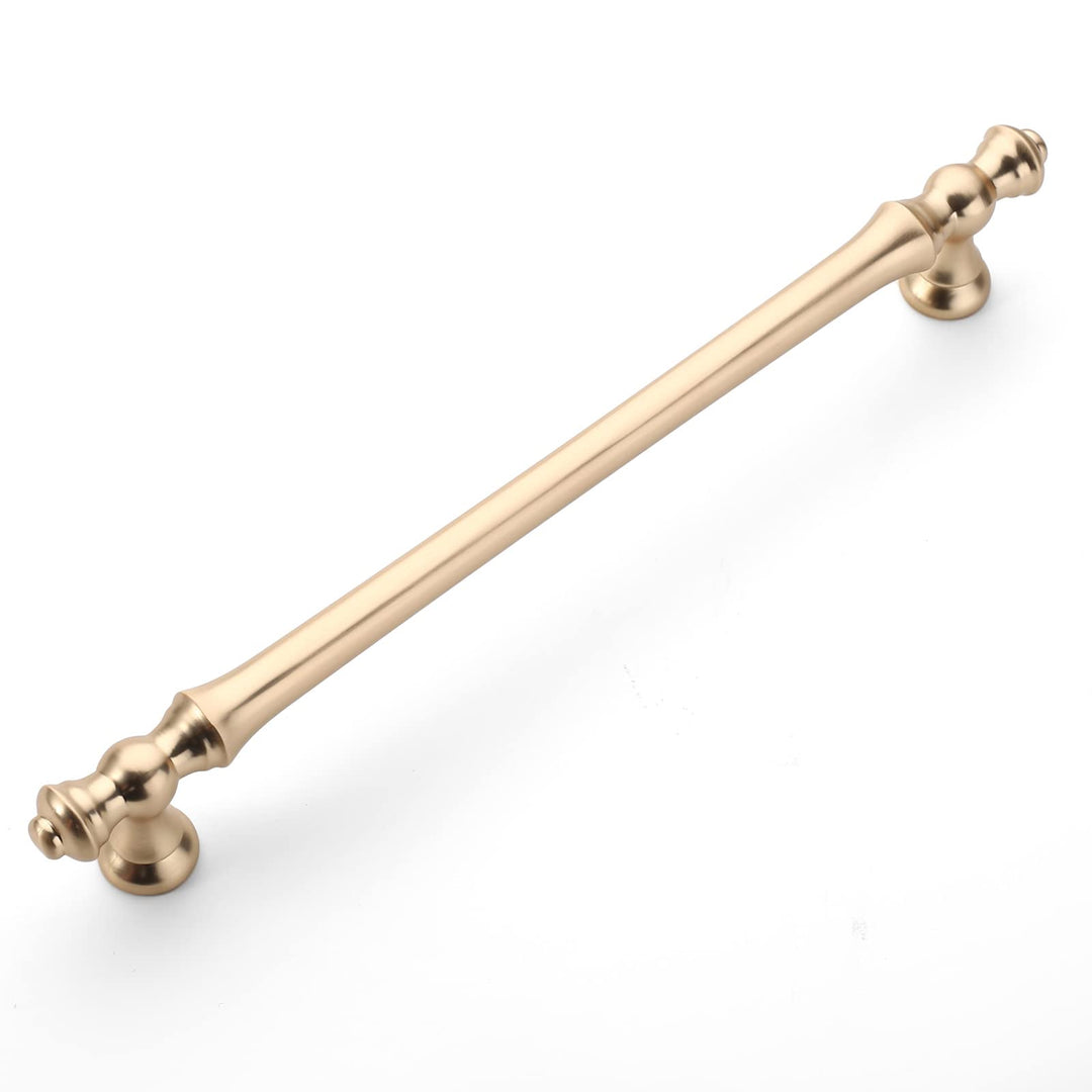 Amerdeco 10 Stück Möbelgriffe Gebürstetes Messing 192mm Lochabstand Schubladen Griffe für gold Küche